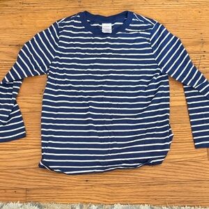 Hanna Andersson Blue and White Striped Long Sleeve Tee